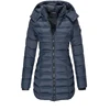Winter Thicken Warm Women Parkas Solid Color Zippers Coats Long Sleeve Padded Puff Jacket Mid-Length Slim Female Hoodie Parkas 3