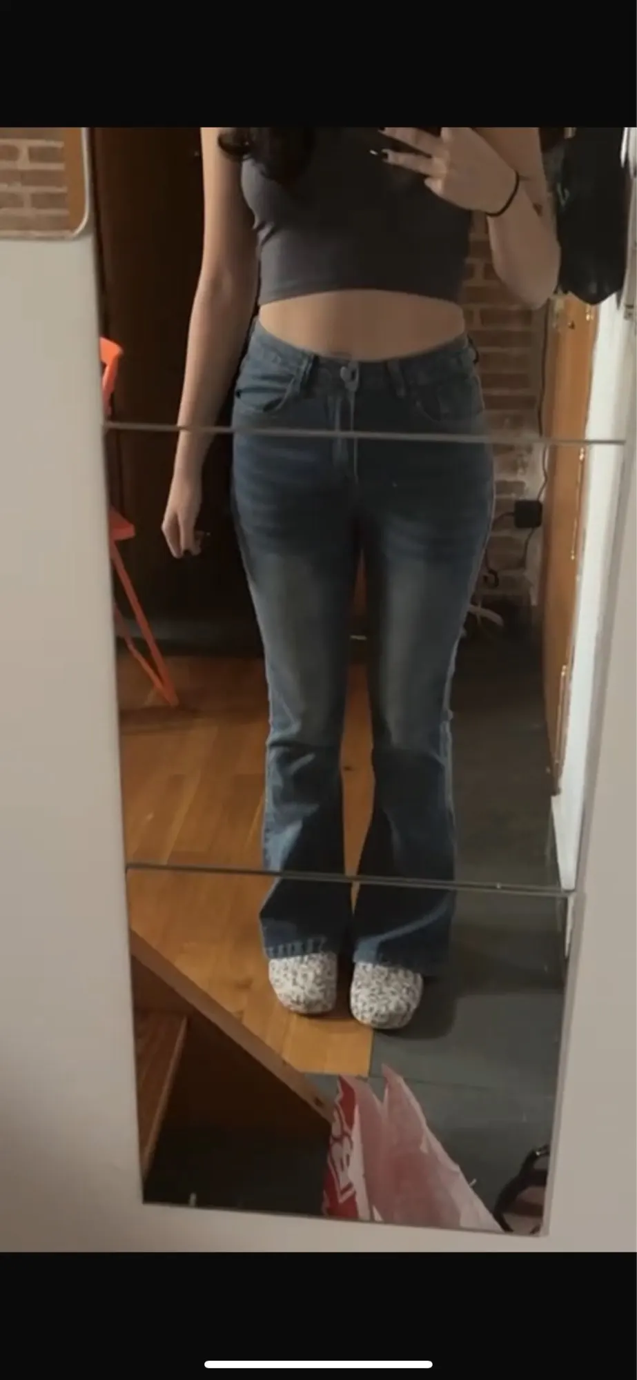 2025 Girls Concise Ins High Waist Flared Jeans Female Stretchy Bootcut Denim Pants Women Solid Color Thin Bell Bottoms Trousers photo review