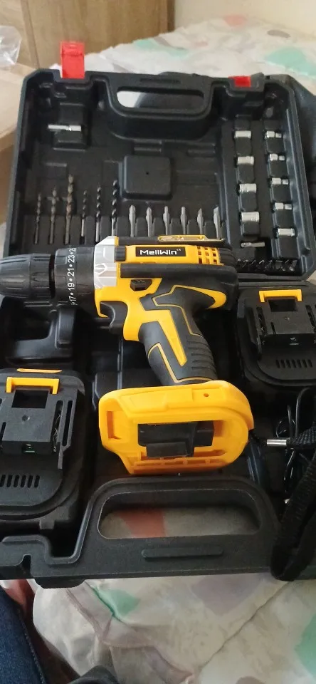 MELLWIN 25+3 Torque Electric Impact Drill Set Multipurpose Cordless Electric Screwdriver Power Tool For Makita 18V Battery Pin photo review