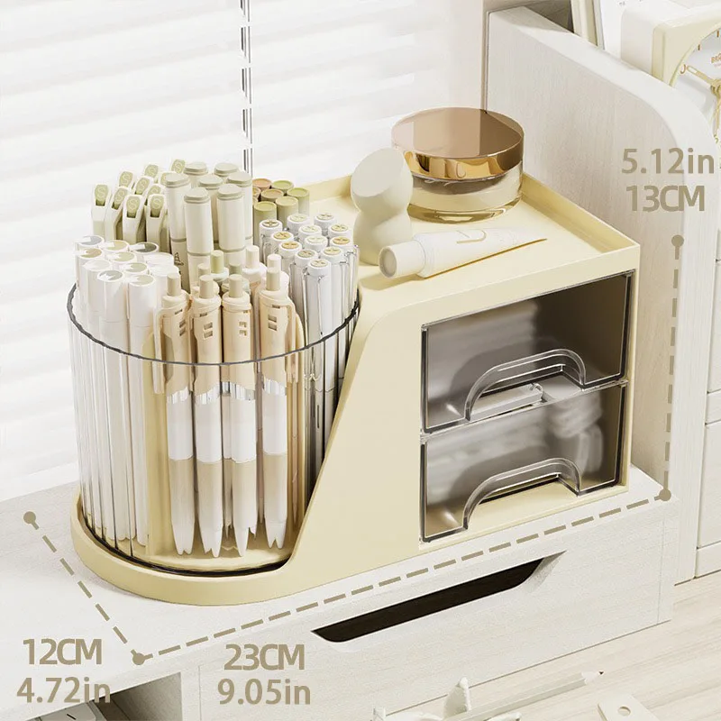 Rotating Drawer Pen Holder Multi-functional Office Organizer Pencil Student Desk Ganizer Storage Box for Makeup Brush Holder