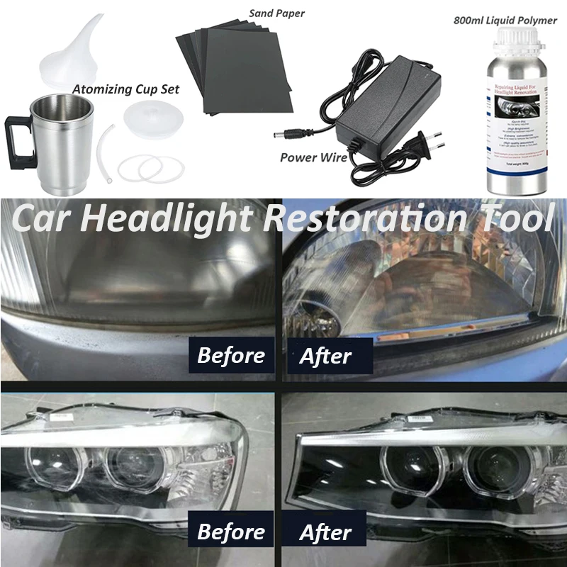 800ml Car Headlight Restoration Polish Tool Kits Steam Auto Headlights Restoration Sets