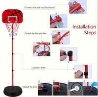 Elevatable Mobile Basketball Stand with Hanging Rebound Board and Leather Ball Toy for Kids Indoor Outdoor Sports Activity 4