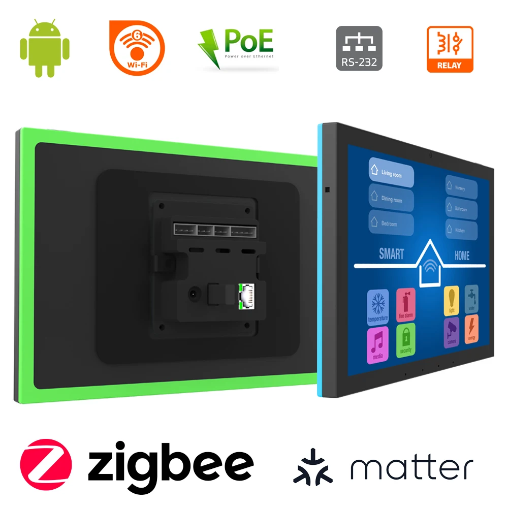 10.1 inch android smart home control panel with touch screen, wifi 6, RJ45, PoE,RS232, RS48, software not included.