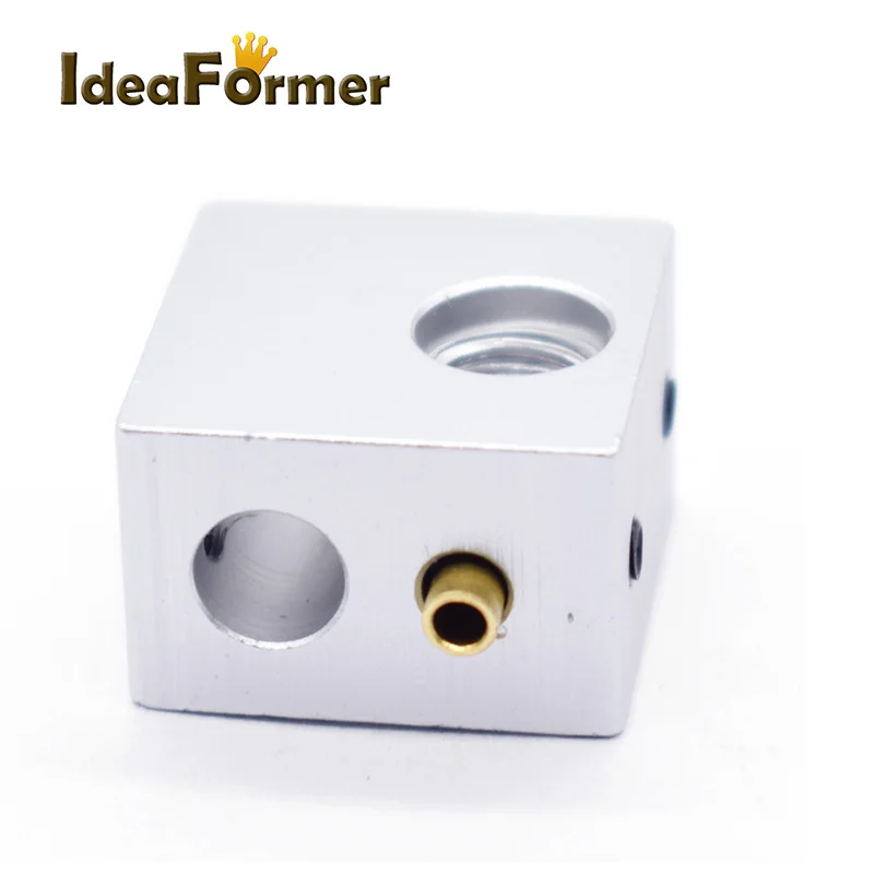 1 pcs 3D Heat Block E3D V5 V6 MK7 MK8 MK2 MK10 Volcano PT100 CR10 2 IN 1 OUT Aluminum/Brass For Hotend 3D Printer Parts