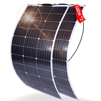 Panneau solaire flexible 200 W 100 W, 2 x 100 W, module solaire monocristallin flexible, cellule solaire photovoltaïque hors réseau, pour camping-car, voiture, abri, toit, bateau, balcon 2