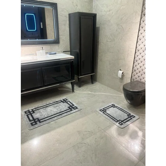 

Brilliant Latex Base Waterproof Without Fringes (60x100 - 60X50) Double Bath Mat Set