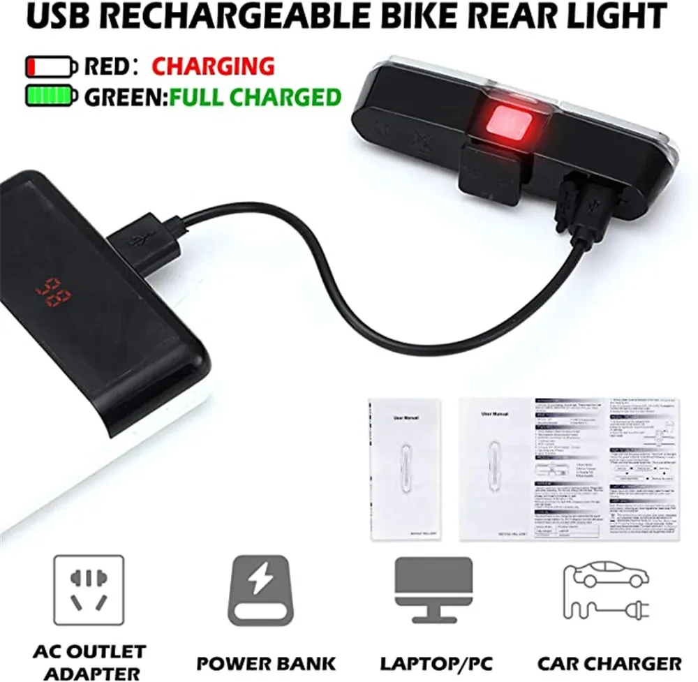 รูปสินค้า ไฟท้าย LED ชาร์จ USB ความปลอดภัยสูง สำหรับจักรยาน