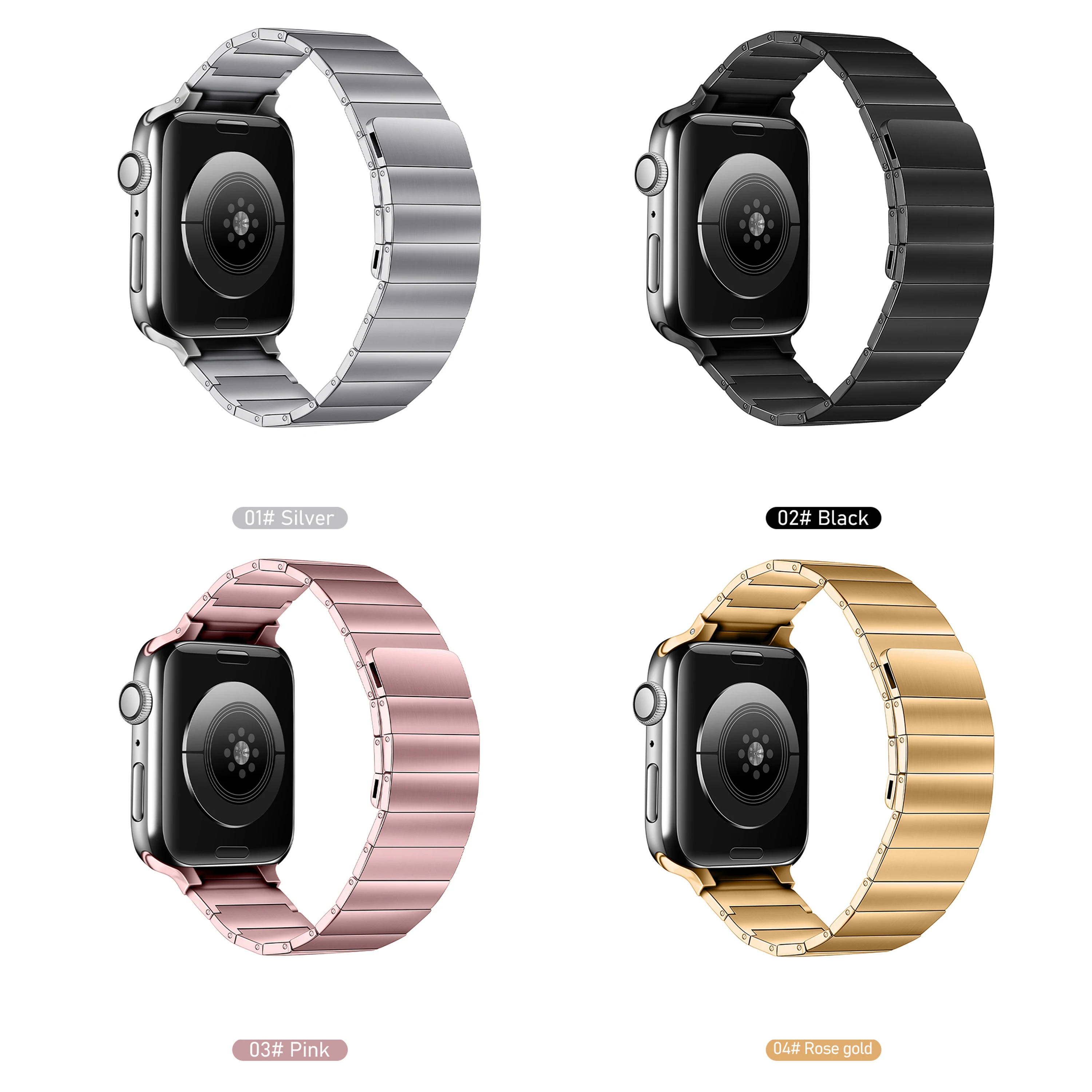 Stainless Link For Apple Watch Band 45mm 41mm 44mm 40mm 42mm 38mm  Magnetic Loop bracelet iWatch Series 3 5 4 SE 6 7