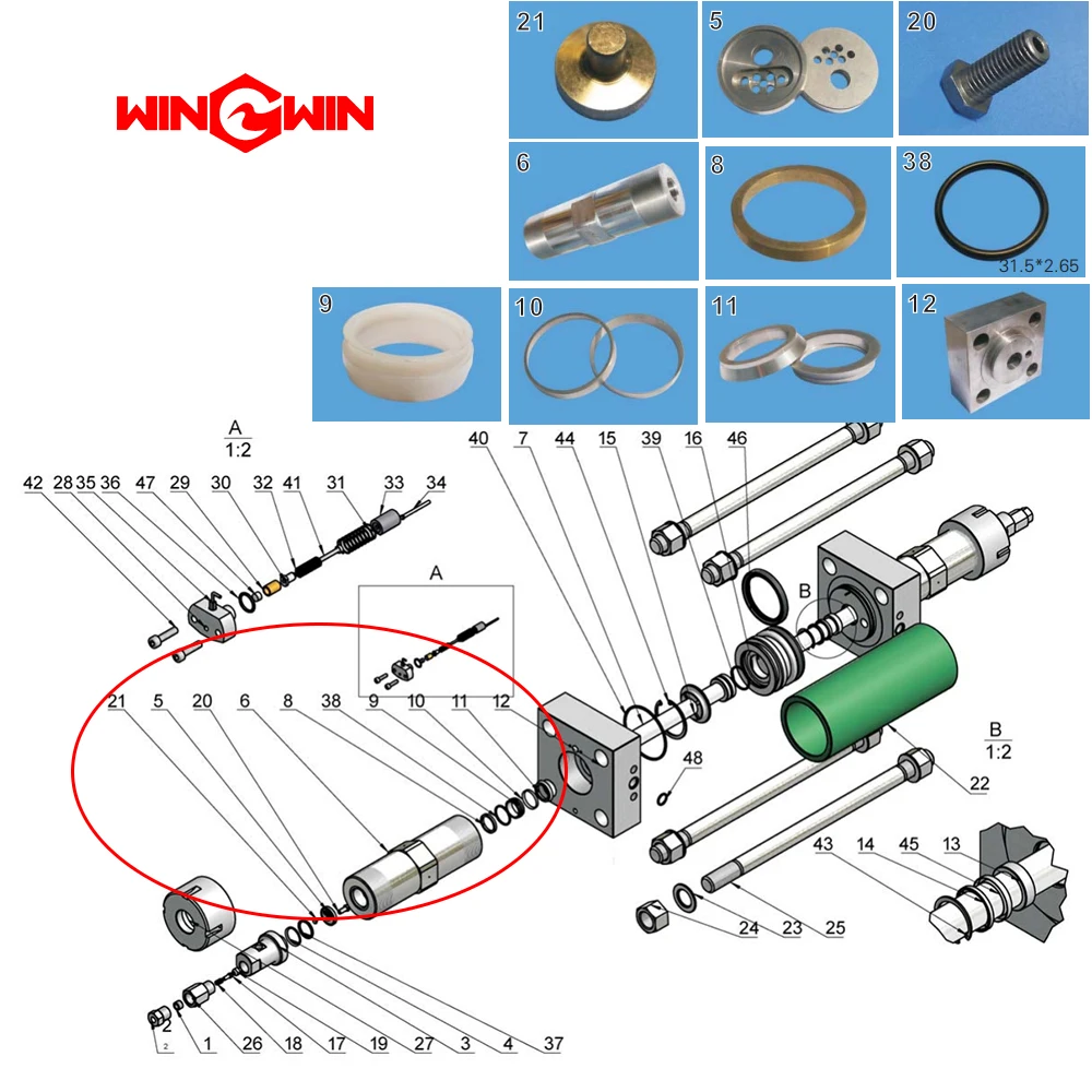 

Dardi G10 intensifier pump parts H-P Seal Support EP0931 510000107 waterjet spare parts water jet cutting machine