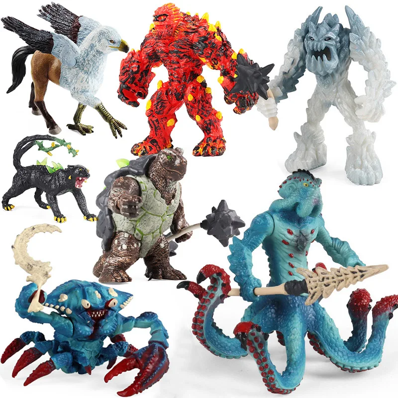 Marine Green Crab Monster Octopus Mythology Animal Action Figures Western Warcraft Warrior With Weapons Miniature Toys Kids Gift