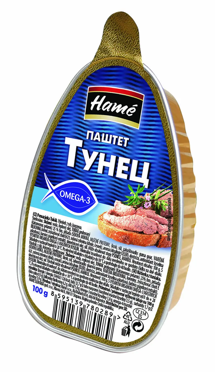 Упаковка 16 банок Паштет Hame Тунец алб 100г