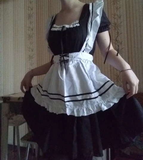 Bonito conjunto de vestido de traje de animación Lolita Maid