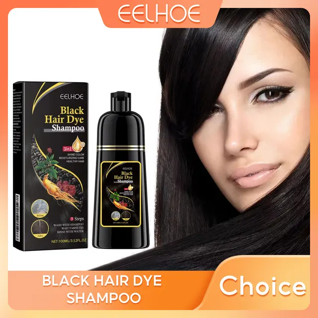 EELHOE shampooing de teinture pour cheveux noirs 3 en 1 croissance propre cheveux assombrissant nourrissant en profondeur shampooing de teinture pour cheveux noirs naturel bio à base de plantes 1