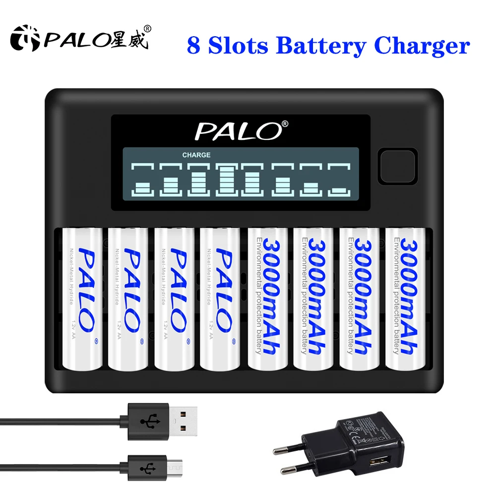 Fast Smart Charger 4-8 Slots LCD Display Intelligent For 1.2V AA AAA NiCd NiMh Rechargeable Battery