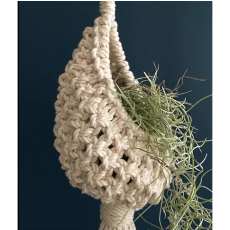 2Sizes Nordic INS Hanging Basket Pineapple Shape Handmade Boho Landscaping Cotton Macrame Flower Planter Living Room Balcony Dec hanging flower planter