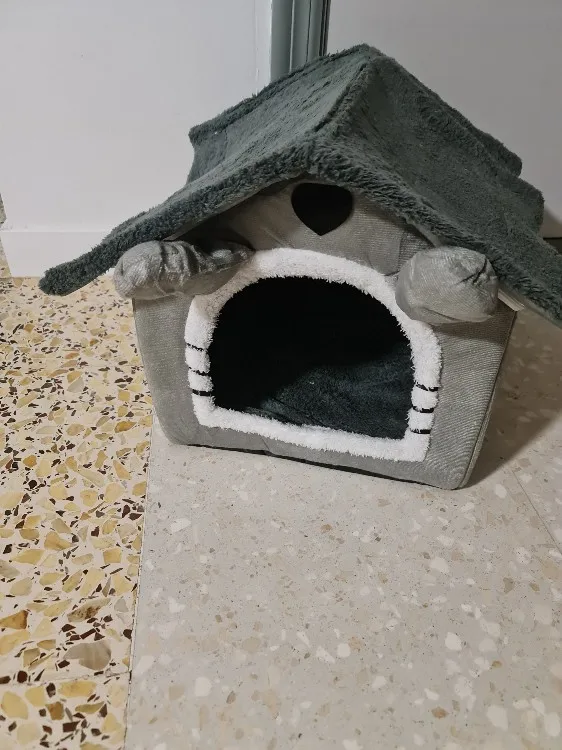 Cama estilo casa para perros para todas las estaciones, cama extraíble y lavable para mascotas para perros pequeños, casa cálida de invierno para perros y gatos photo review
