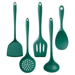 Premium Non - Toxic Heat - Resistant Silicone Cooking Utensil Set - 5 Pieces (Green)