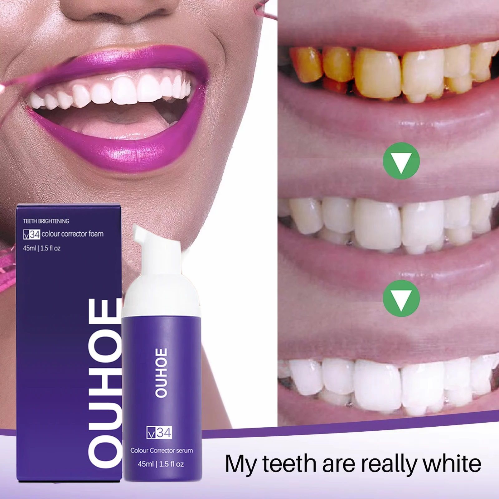 V34 Teeth Whitening Mousse Toothpaste Remove Plaque Stains Cleaning Oral Hygiene Bleaching Dental Tools Fresh Breath Tooth Care teeth whitening product teeth whitening essence teeth health product