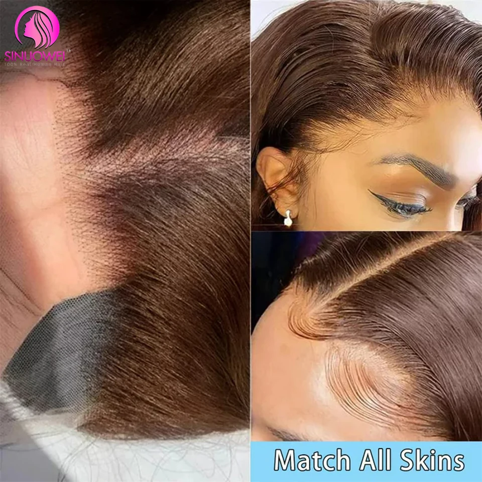 Body Wave Chocolate Brown 13X4 Lace Front Wigs 180% Density Transparent Lace Frontal Wig Colored Remy Human Hair Wig For Women