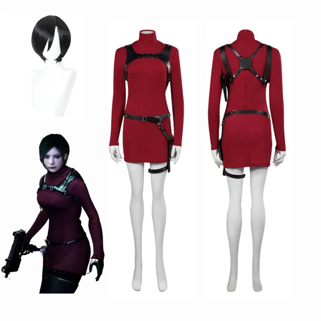 Resident Evil 4 Ada Wong Cosplay Costume Cheongsam Dress Halloween Carnival  Suit