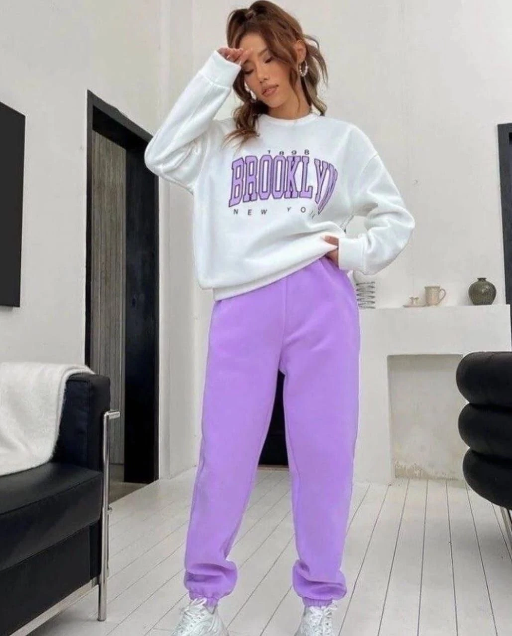 Traje deportivo para mujer, doble desplazamiento y pantalones con BROOKLYN  - AliExpress