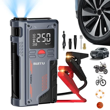 Avviatore di emergenza per auto portatile 4 in 1 e pompa d'aria Compressore d'aria 150PSI PowerBank Booster Dispositivo di avviamento per auto Gonfiatore per pneumatici automobilistici