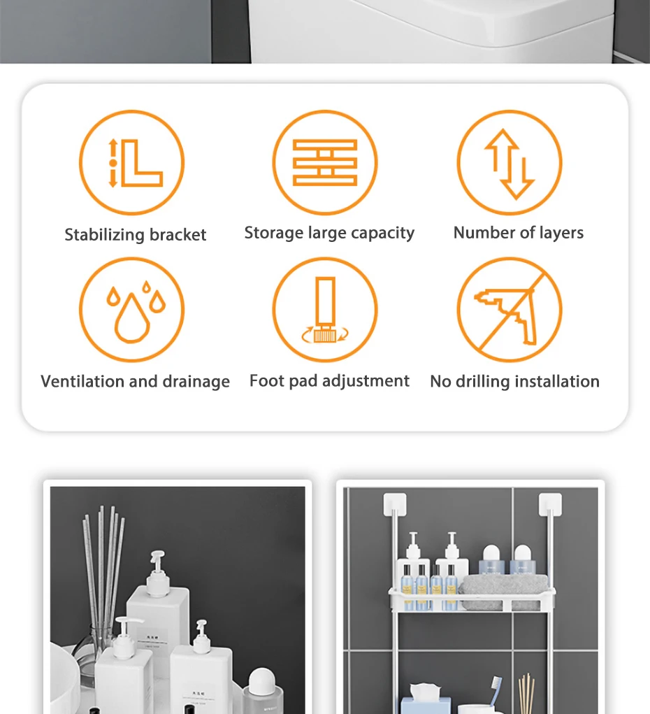 Toilet Rack No Drilling Shelf Above The Toilet Tank Bathroom Rack