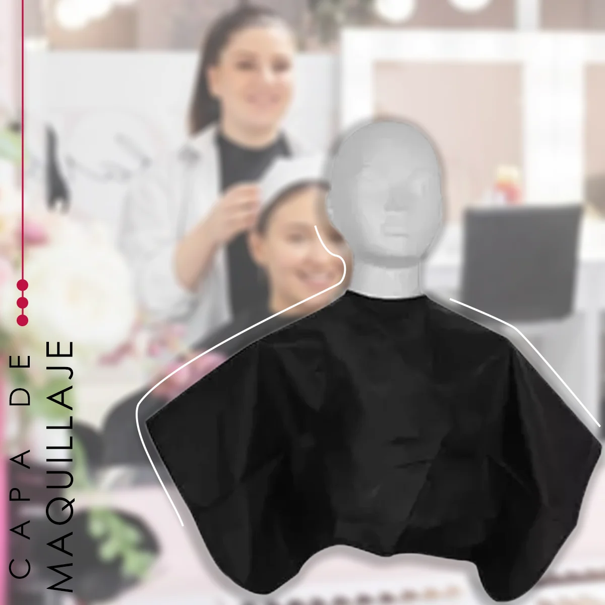 Capa Corte Tinte Maquillaje Tela Repelente Estilista Barbero CAT