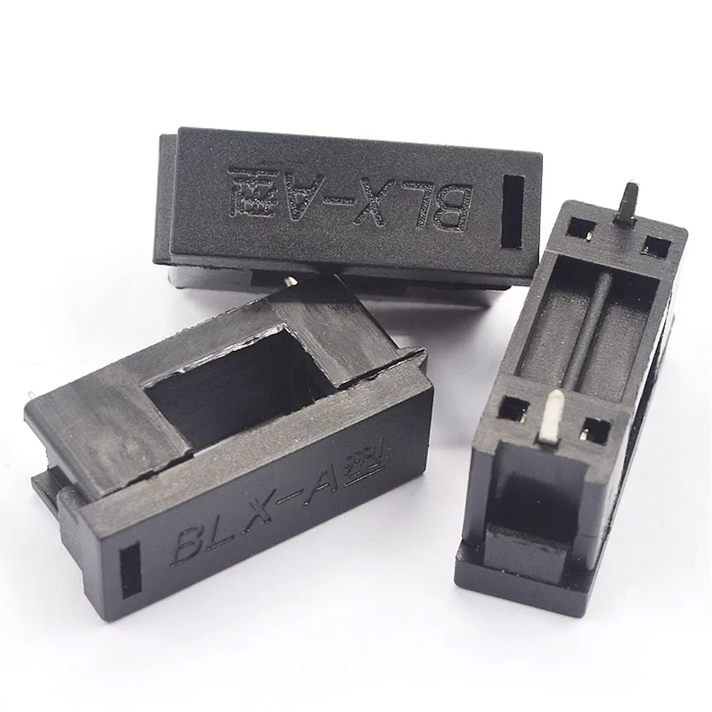 BLX-A 5x20mm Black Plastic Glass Ceramic Fuse Holder PCB Mount Insurance Socket With Cover 10PCS