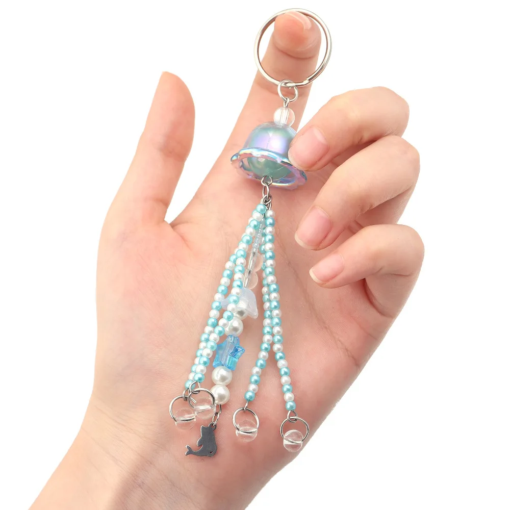 Mobile Phone Chain Jewelry Making Supplies Doll Handmade Accessories Craft Supplies Bluetear Glitter Wind Bell Spacer Jellyfish Beads Bracelet DIY Decoration Phone Chain Jewelry Making Accessories Handmade Charms