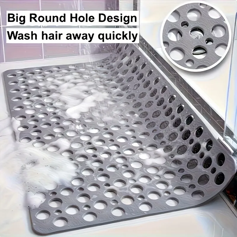 Anti-Slip Shower Mat with Drainage Holes and Massage Points | Durable PVC Bathroom Safety Mat