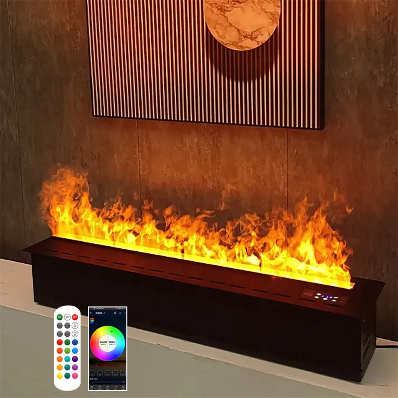 3D 안개 LED 분무 불꽃, 리모컨 전기 벽난로, 시뮬레이션 불꽃, 수증기 벽난로 