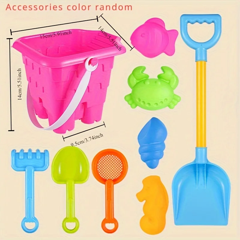 Children's Beach Toy Set Baby Playing In Water and Sand Large Sand Shovel Beach Bucket Sand Digging Tool Hourglass 5