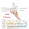 Ceiling Fan Light, Screw in Small Ceiling Fan with Remote, 3 Wind Speed, Dimmable LED, 3000-6500K,6 White Blades, 20.5 Inch 1
