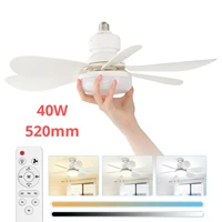 Ceiling Fan Light, Screw in Small Ceiling Fan with Remote, 3 Wind Speed, Dimmable LED, 3000-6500K,6 White Blades, 20.5 Inch 1