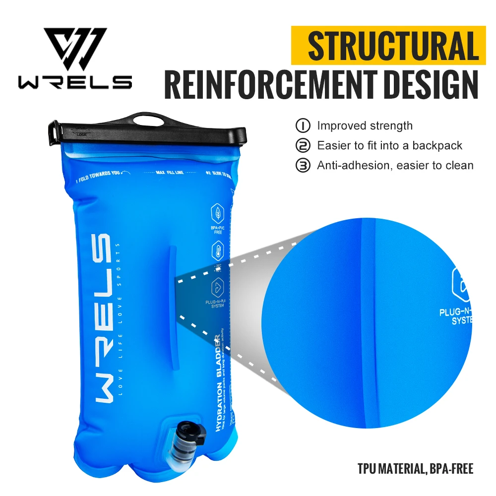 WRELS Sports Water Bladder Hydration Pack Storage Bag BPA Free Portable Food Grade Outdoor Drinking Camping Water Bag 2