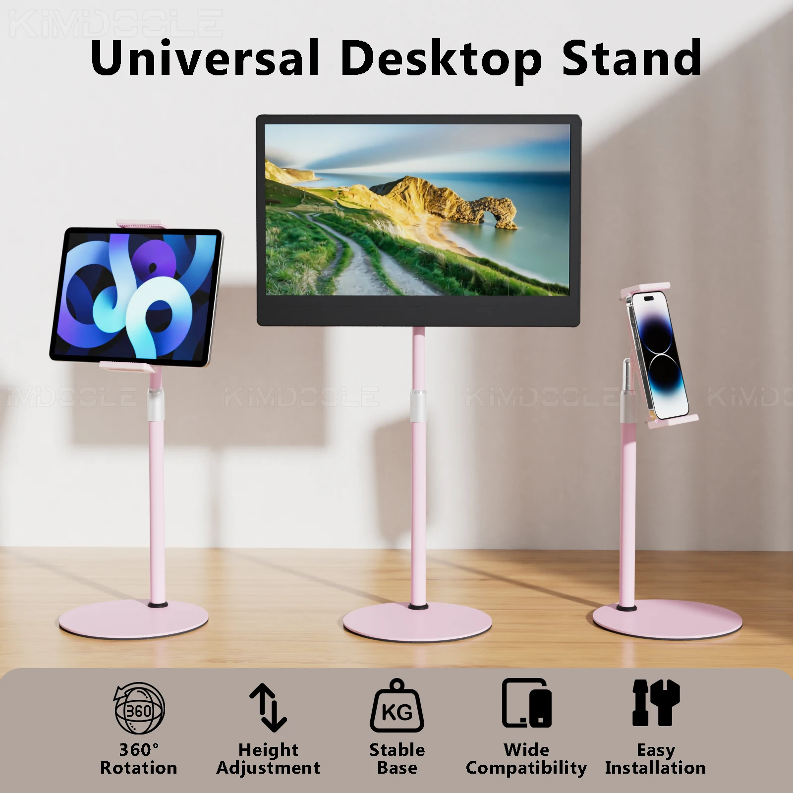 Kimdoole-altura Ajustável Vesa Monitor Stand Tablet Portátil em pé Baixo Perfil Desk Mount até 18 - Imagem 4