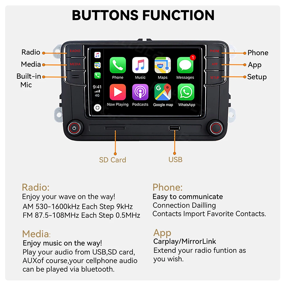 Pantalla Vw Rcd 330 360 Androidauto Carplay Vento Jetta Polo