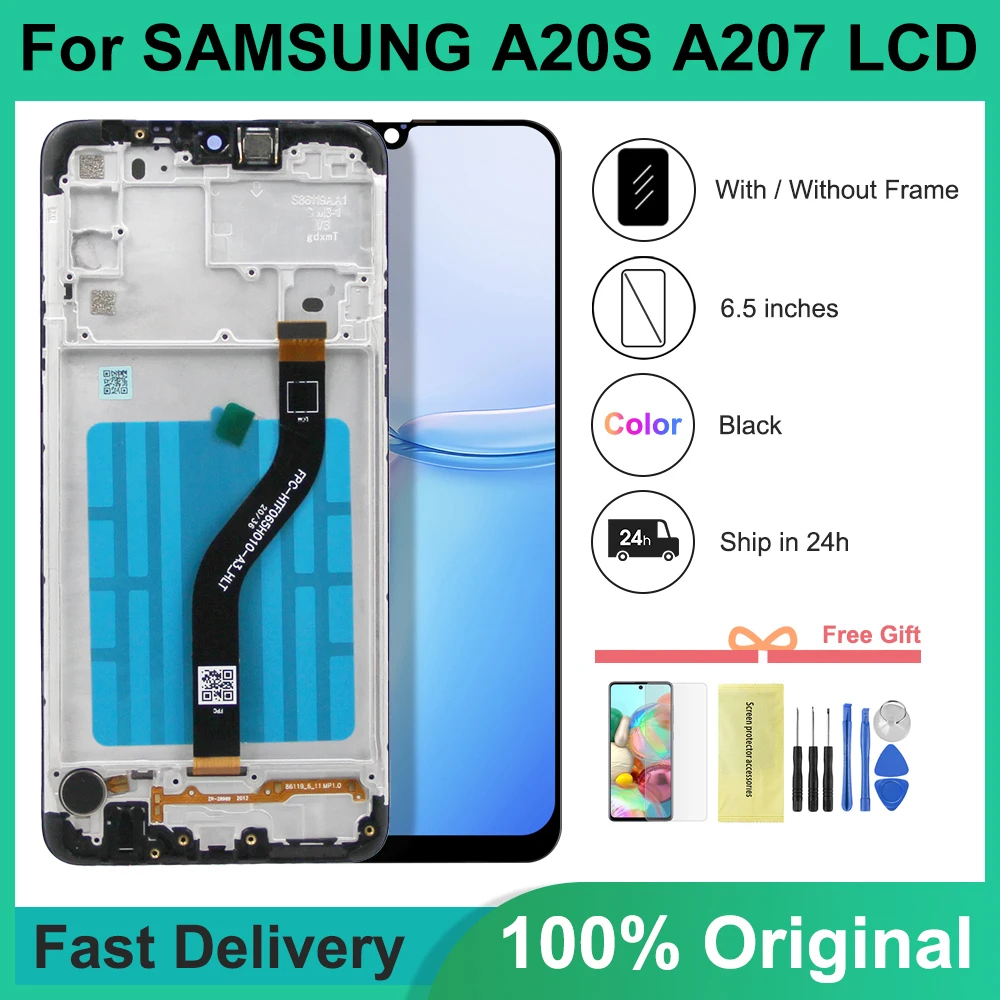 

6.5'' Original For Samsung Galaxy A20s A207 A2070 SM-A207F LCD Display Touch Screen With Frame Digitizer Assembly Repacement