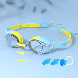 Children's Waterproof Swim Goggles - Anti-Fog, Leak-Proof Design with Quick-Adjust Strap, Ages 3-14 (BlueYellow)