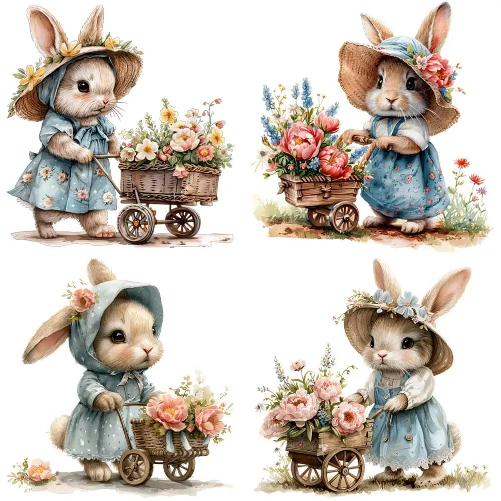 사랑스러운 작은 토끼 의류에 대한 철제 전송 DIY A 레벨 빨 티셔츠 열 스티..