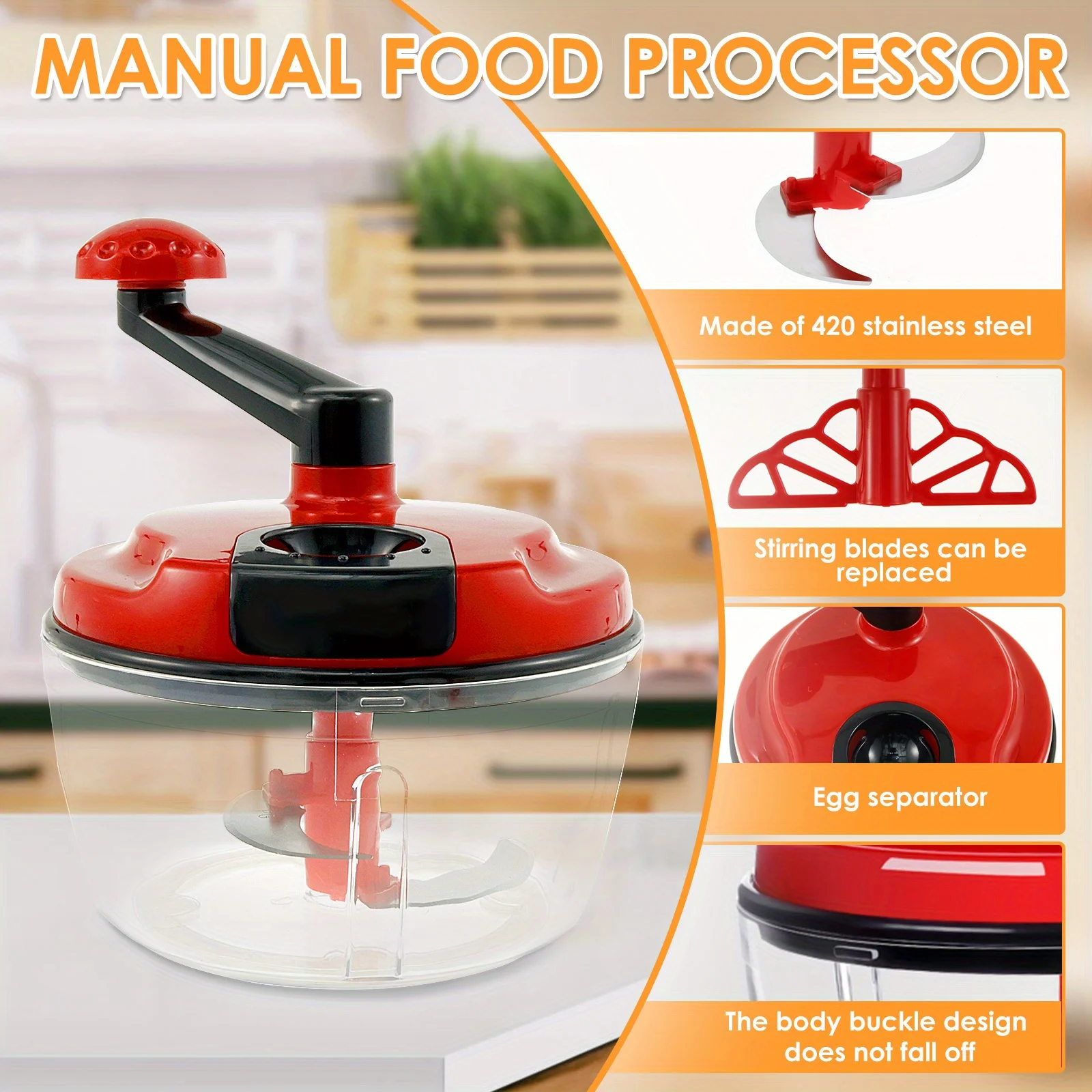 Multi-function Kitchen Manual Food Processor Household Meat Grinder Vegetable Chopper Quick Shredder Green Cutter Egg Blender