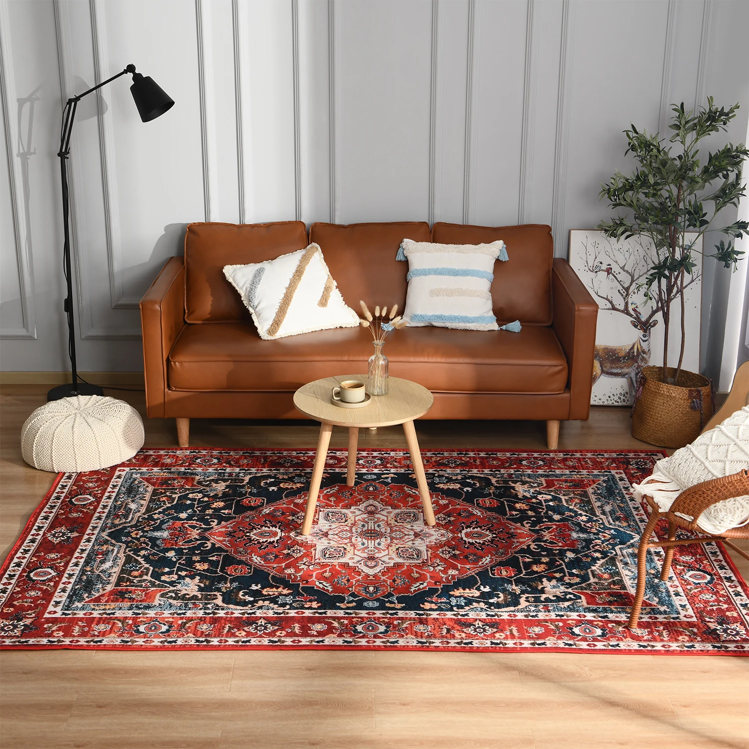 Retro Ethnic Carpets Turkish Persian Rug for Living Room Bedside Bedroom Vintage Floor Mat Entrance Doormat Carpet Large Rug silk wool rug,plush rug,floor mat,imitated cashmere carpet,plush carpet,decorative carpet,crystal pile rug,coral velvet rug