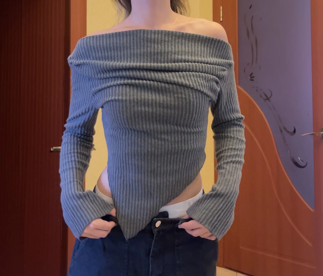 A&A Y2K Asymmetrical Knit Off Shoulder Top – ARIELLA & AYANA