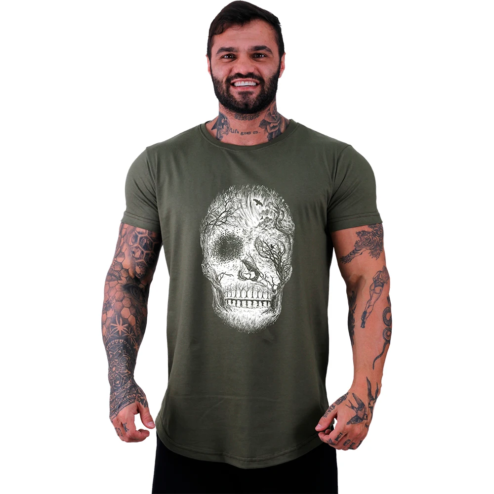 Camiseta Longline Masculina MXD Conceito Caveira Floresta Casual Academia  Musculação - AliExpress