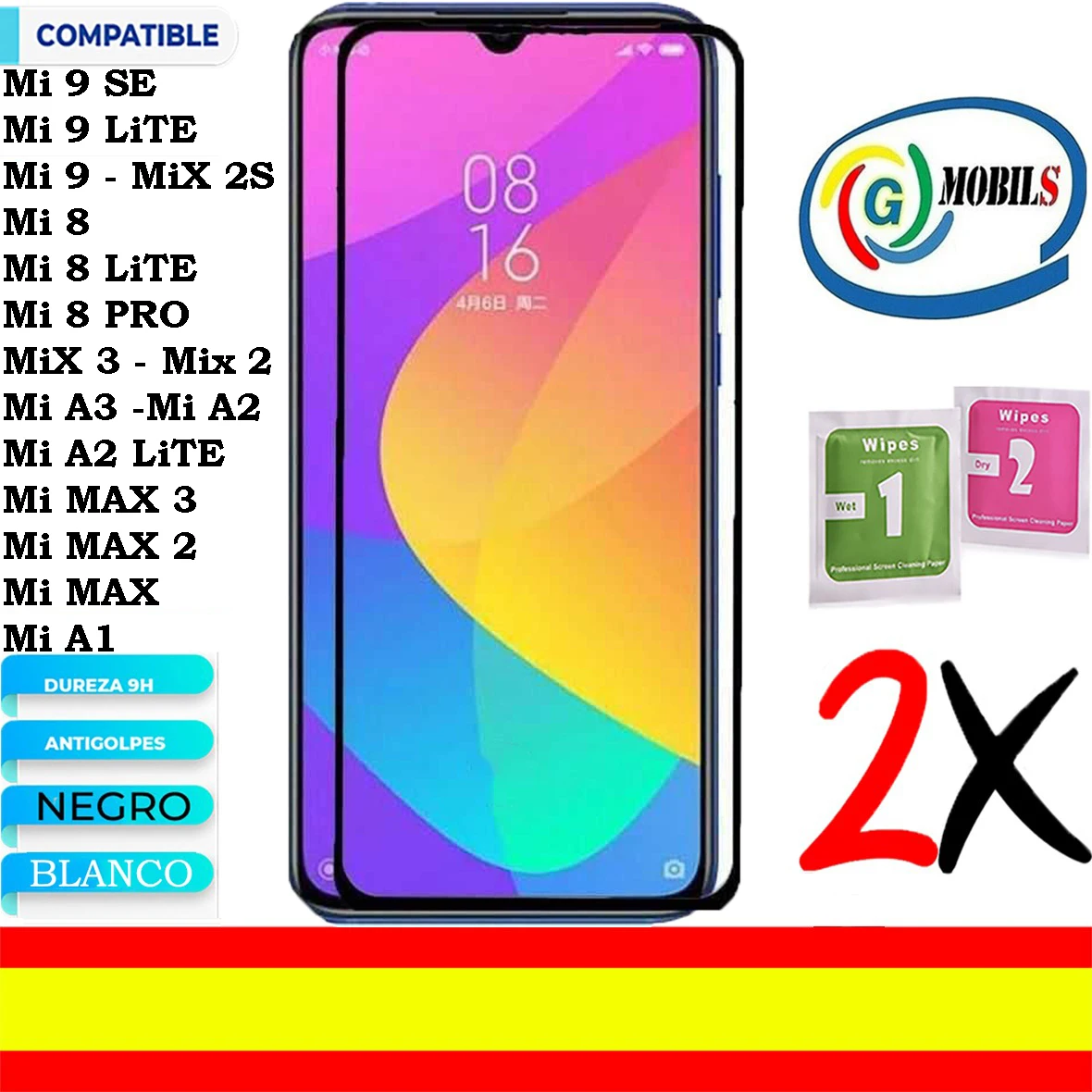 2 Proteggi Schermo Compatibile Xiaomi Mi 9 Se, Mi 9 Lite, Mi 9, Mi 8, Mi 8 Lite, Mi 8 Pro, Mix 3, Mix 2, Mix 2 S, Mi A3, Mi A2, Mi A2 Lite, Mi A1, Mi 