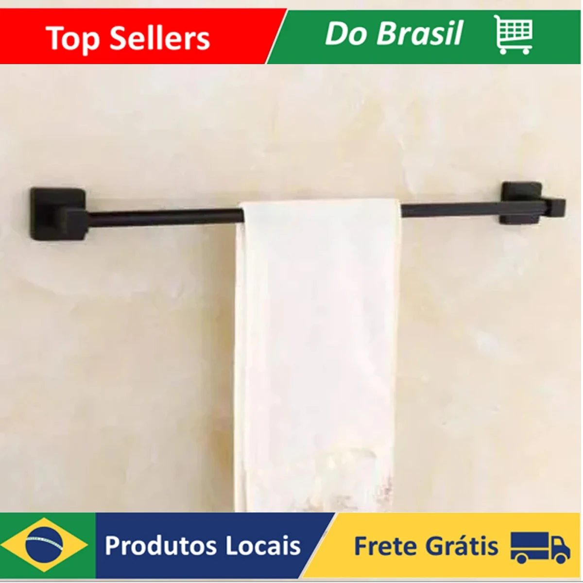 Porte-serviettes carré Simple pour salle de bain, 57cm, noir Luuk Young, B6924f