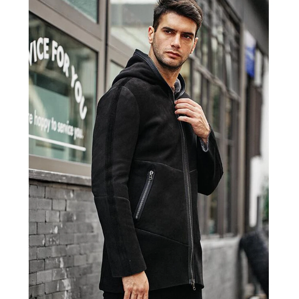 Denny&Dora Mens Shearling Jacket Turkey Shearling Jacket Super Thin