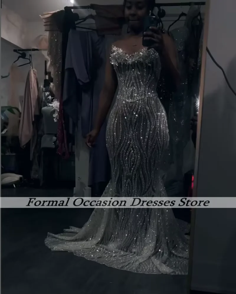 Prom Dresses Strapless Rhinestone Mermaid Party Beading Evening