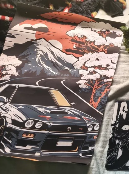 80s Retro Car Japanese Landscape Poster GTR Luxury Cars Canvas